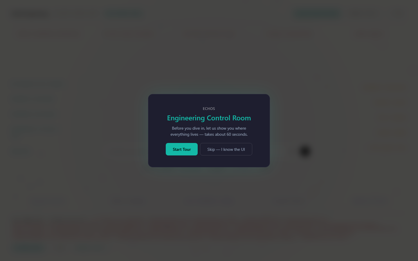 Delivery Control Room interface